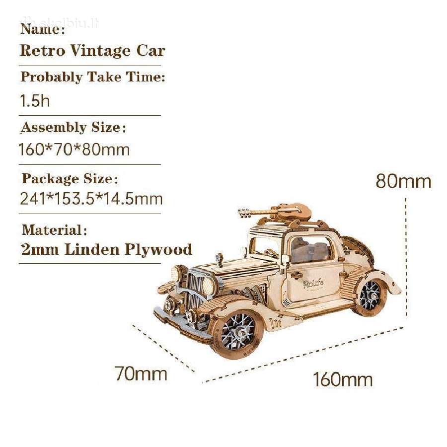 Robotime 3D medinis konstruktorius Vintažinis auto - nuotraukos Nr. 2