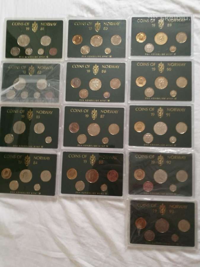 Norvegijos monetu komplektai 1981-1993