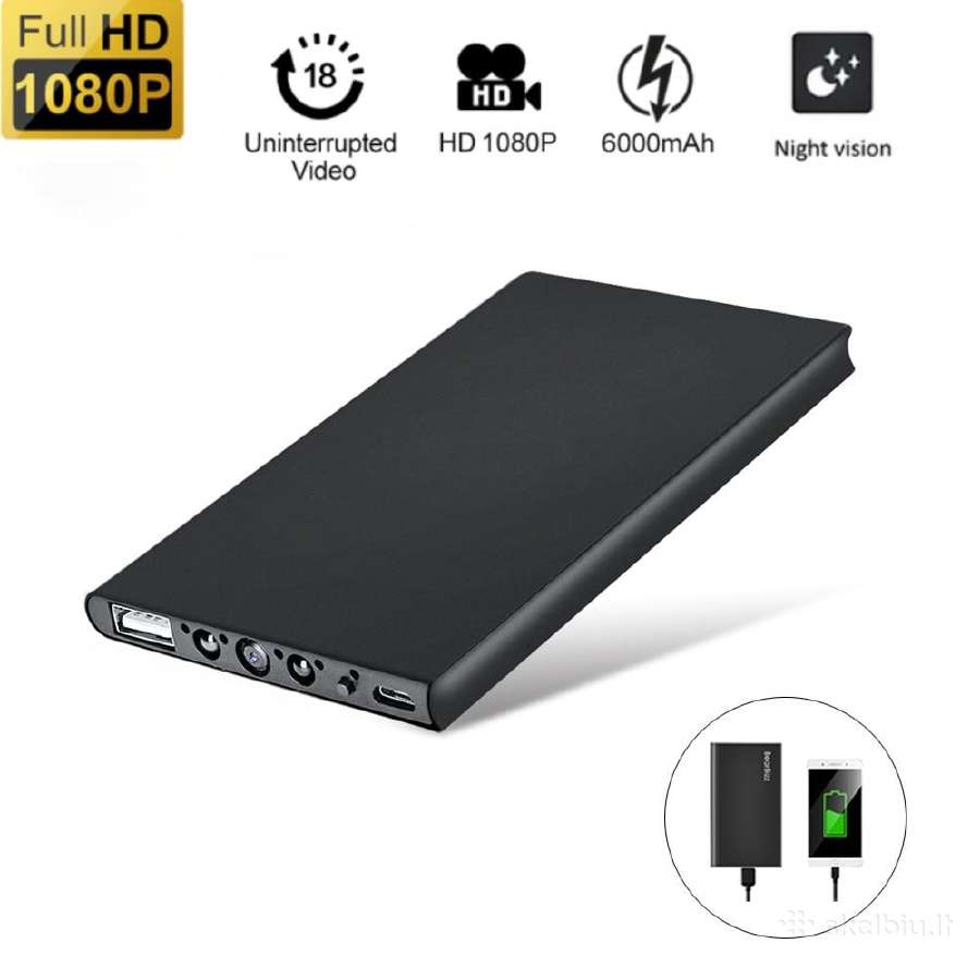 Nešiojama baterija (powerbank) su slapta kamera