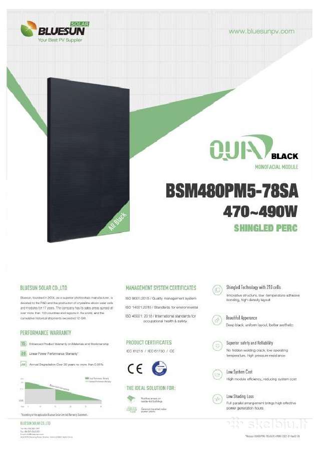 Patikimi shingled full black 480w saules moduliai - nuotraukos Nr. 6