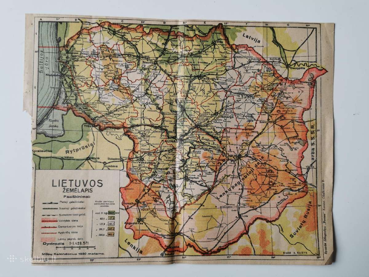 Tarpukario Lietuvos žemėlapiai - nuotraukos Nr. 5