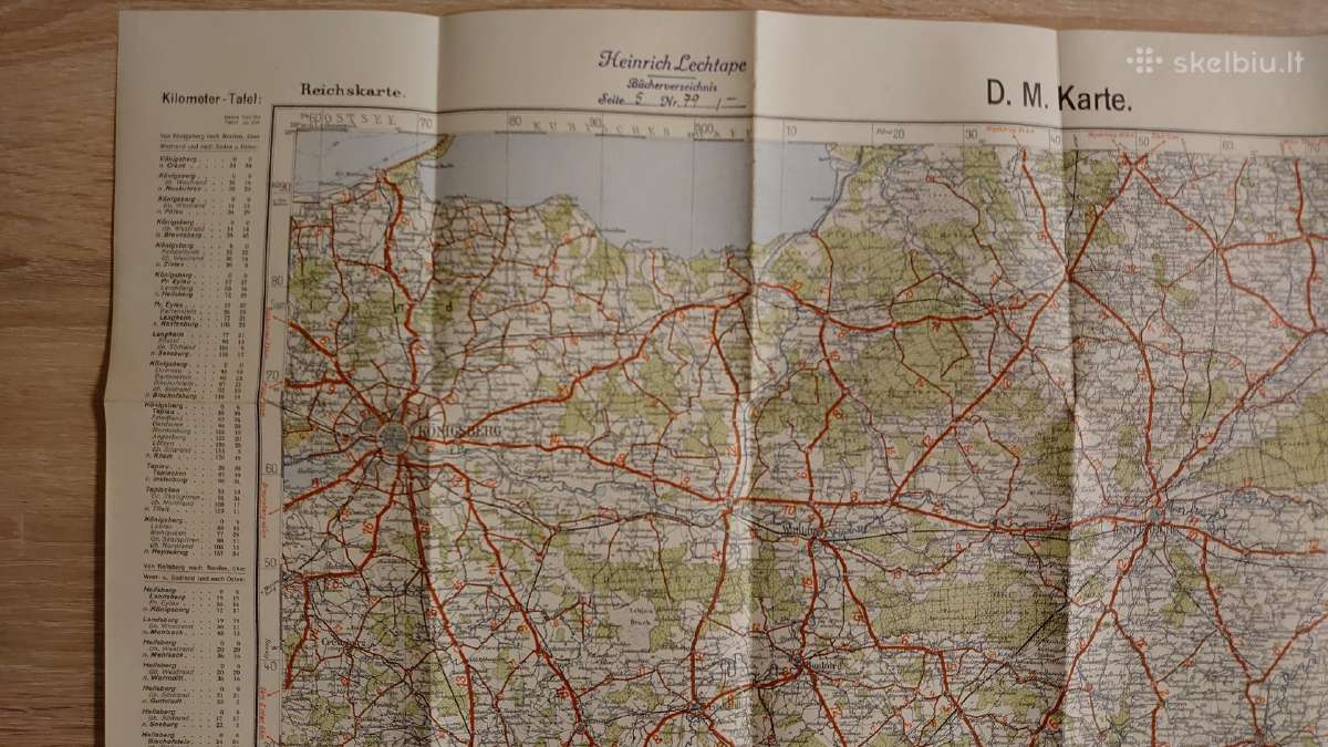 1929 m. Konigsberg krašto kelių žemėlapis - nuotraukos Nr. 4