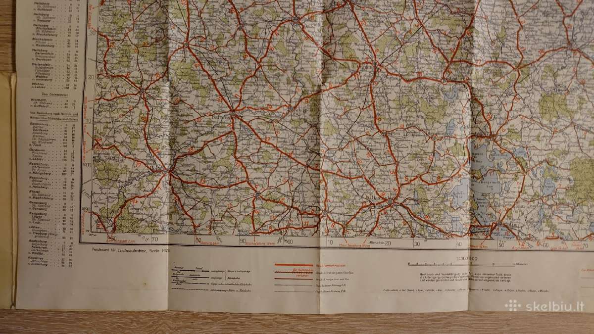 1929 m. Konigsberg krašto kelių žemėlapis - nuotraukos Nr. 7