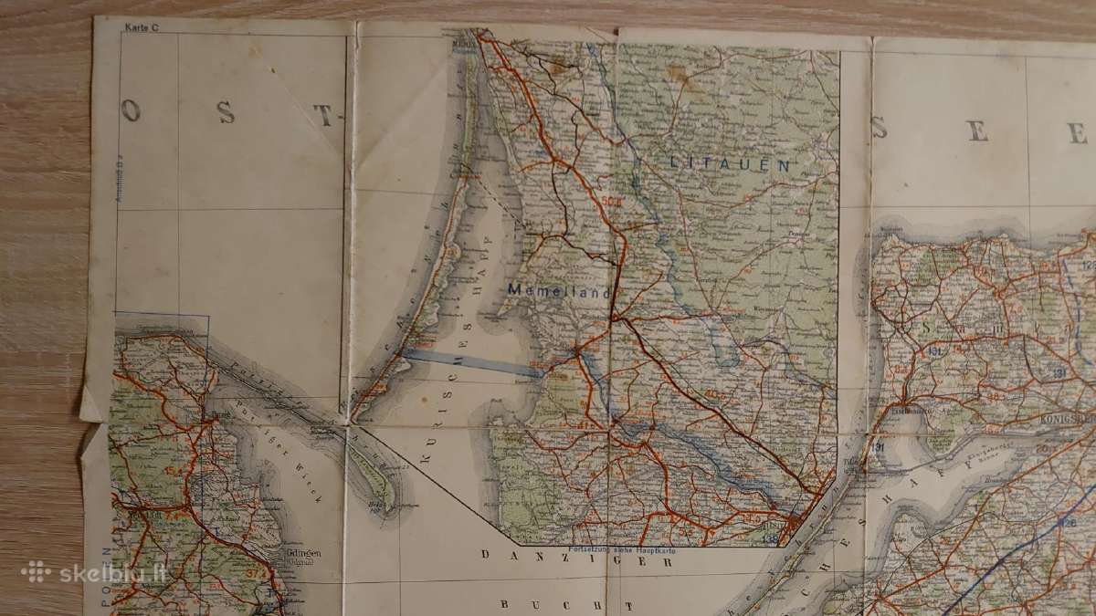 1942 m. Rytprūsių Memelio krašto karo žemėlapis - nuotraukos Nr. 2