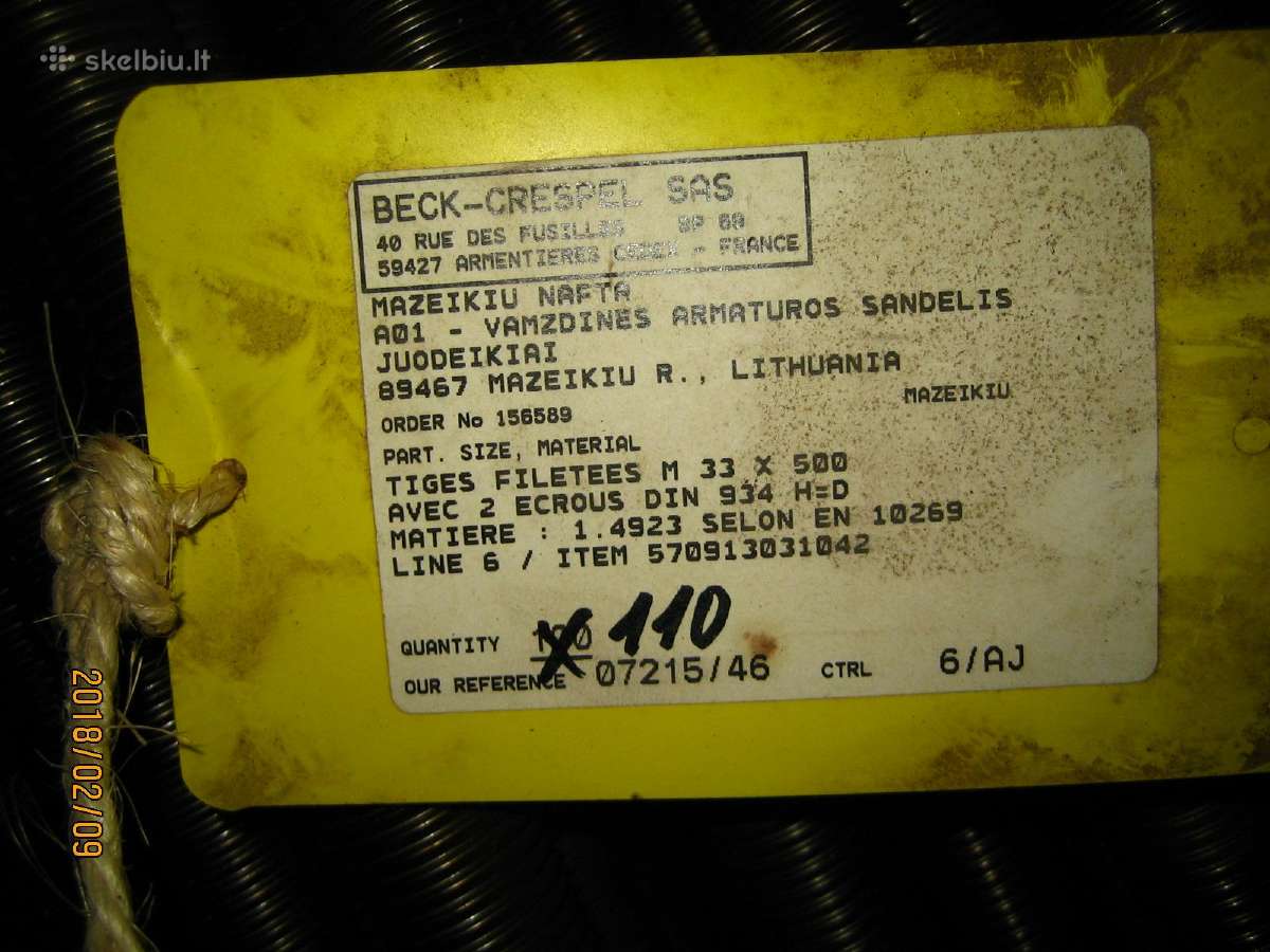 Smeigė M33x500 En10269 1.4923 +2 Veržlės - nuotraukos Nr. 7