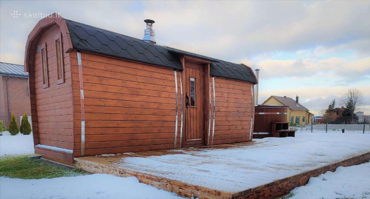 Lauko pirtis- kvadratinė sauna 6m ilgio