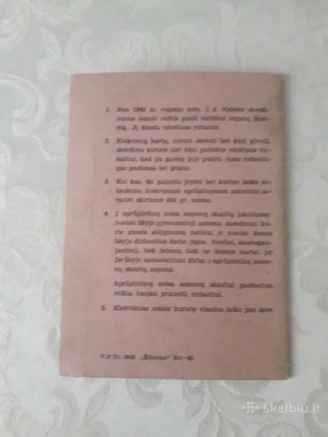 Antikvaras seni dokumentai, mėsos kortelė - nuotraukos Nr. 3