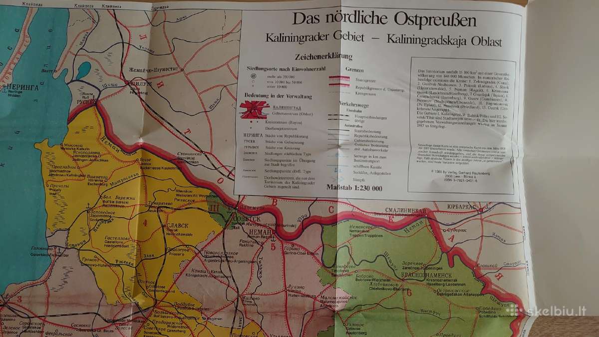 Rytprūsių 1988 m. žemėlapis - nuotraukos Nr. 3