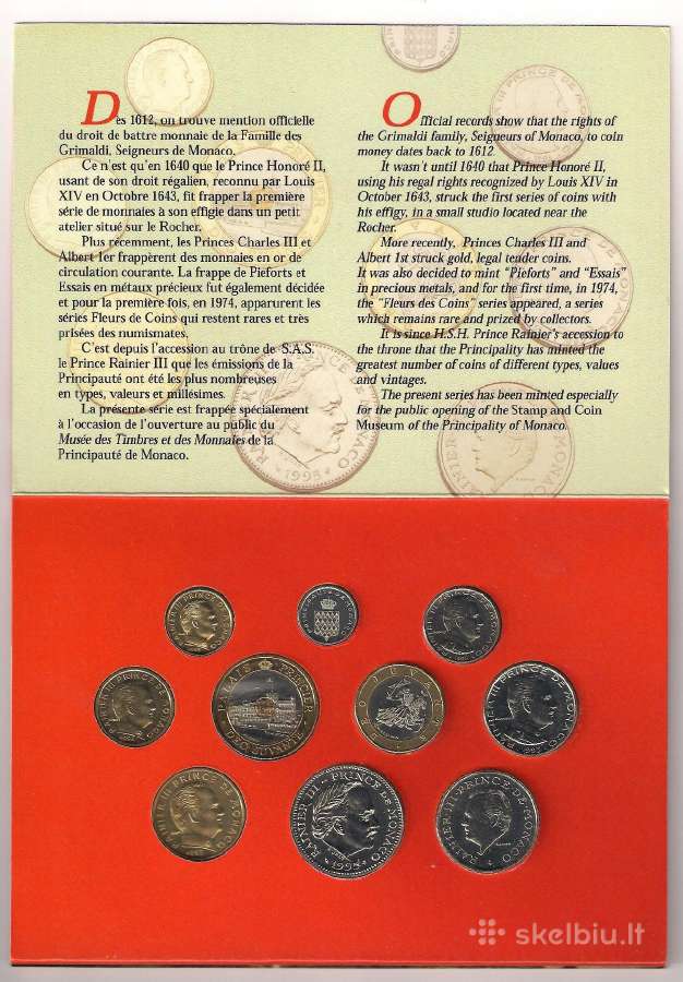 Monaco 1995 m. monetų rinkinys - nuotraukos Nr. 4