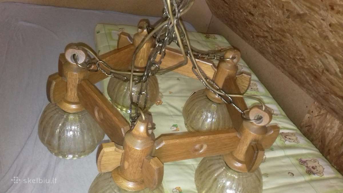 Ąžuolinis šviestuvas lempa liustras - nuotraukos Nr. 2