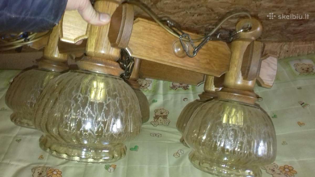 Ąžuolinis šviestuvas lempa liustras - nuotraukos Nr. 4