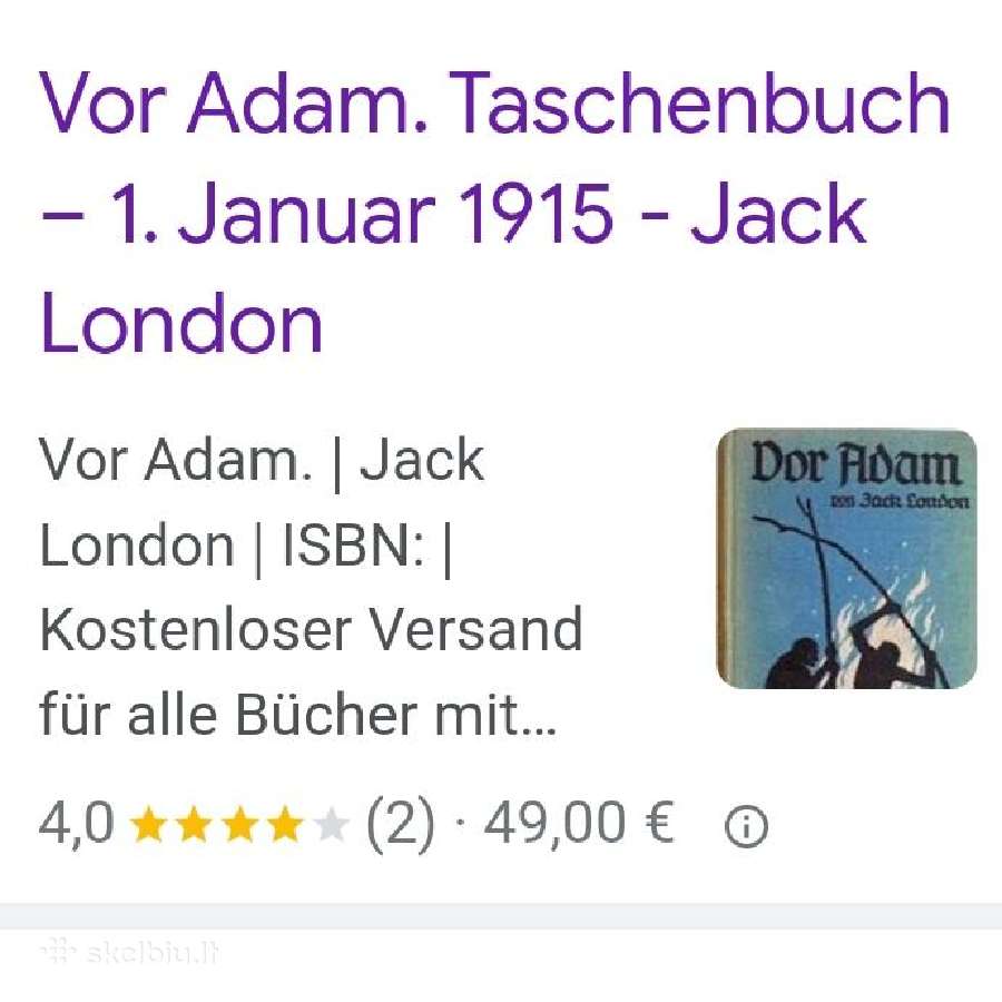Jack London "Vor Adam" Stuttgart 1915 metai - nuotraukos Nr. 10