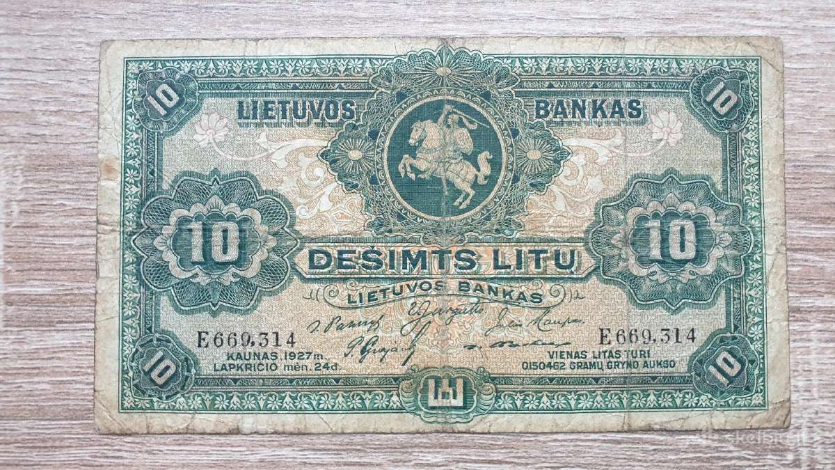 1927m. 10 litų smetoniškas banknotas