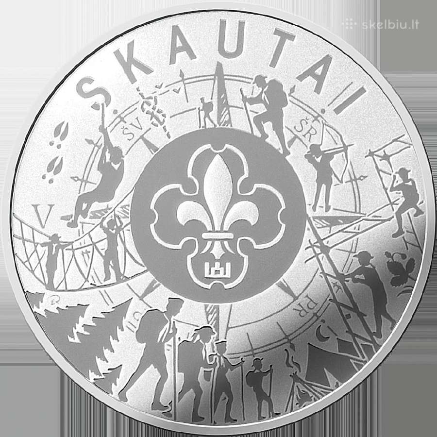 5 eurų moneta - skirta skautams - Skautai
