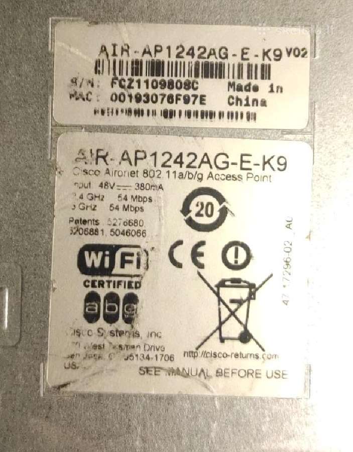 Prieigos taškas (WiFi) Cisco Ap Air-ap1242ag - nuotraukos Nr. 3