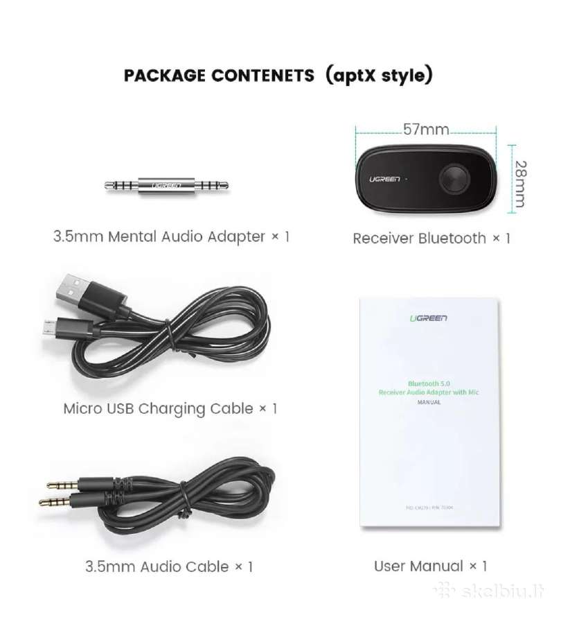 Aukštos kokybės Bluetooth 5.1 adapteris į Aux - nuotraukos Nr. 9