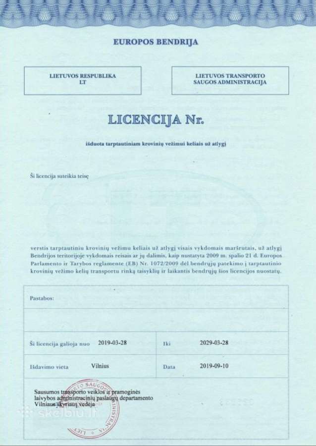 Nauja transporto įmonė, transporto licencija - nuotraukos Nr. 2