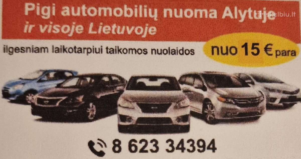 Pigi Automobilių Nuoma Para15€ Alytus ir kt. Mies