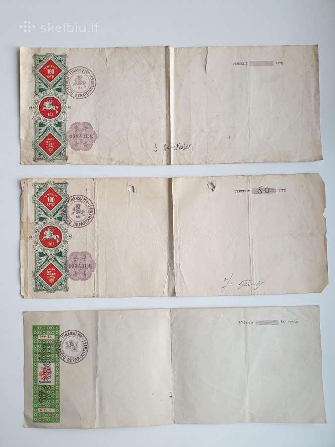 1934 metų lietuviški vekseliai