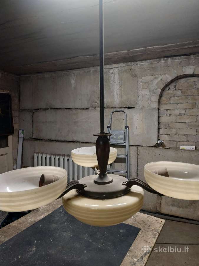 Trijų dalių Art Deco pakabinamas šviestuvas - nuotraukos Nr. 2