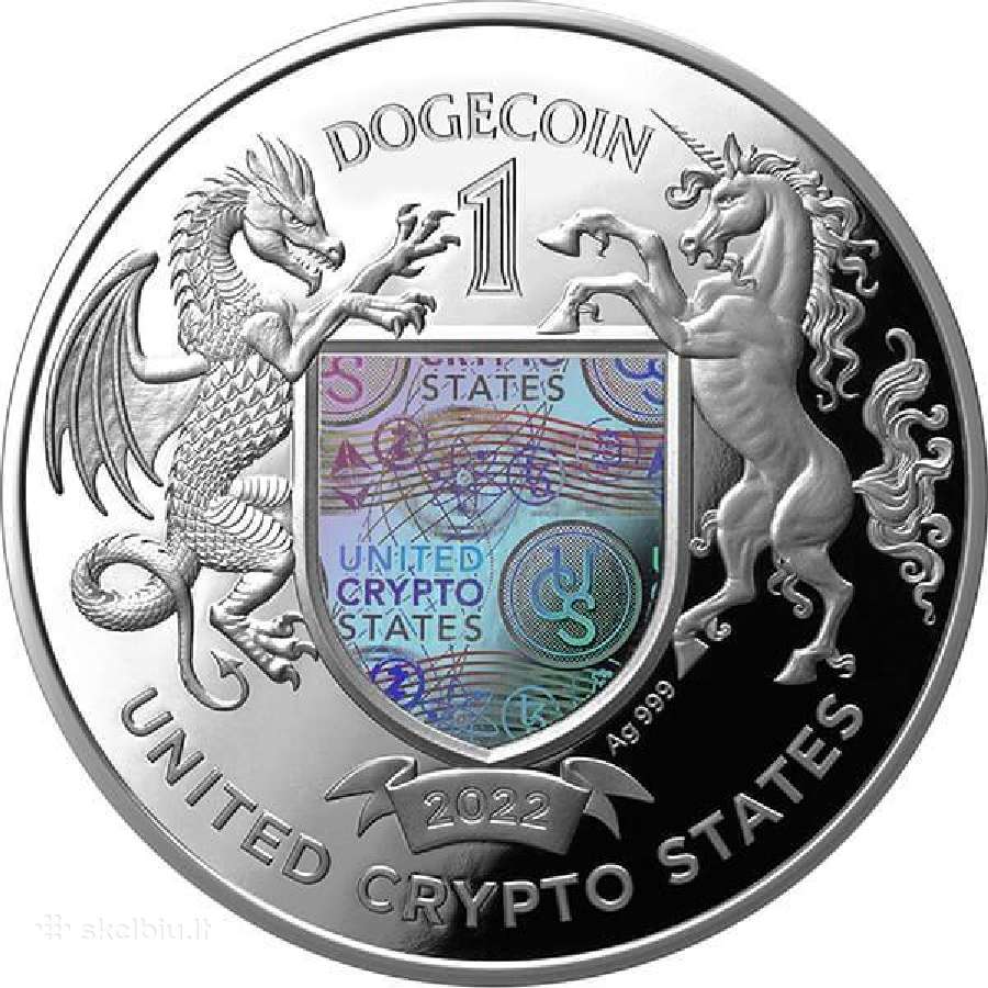 Sidabrinė moneta Dogecoin - Bitcoin - nuotraukos Nr. 2
