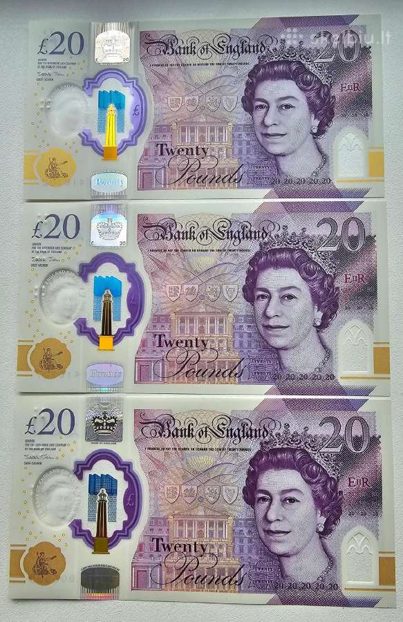 20 svaru plastikiniai banknotai 2018 m. Unc