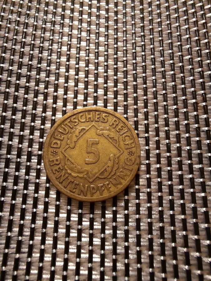 5 pfennig 1924 J - Vokietija Nr2