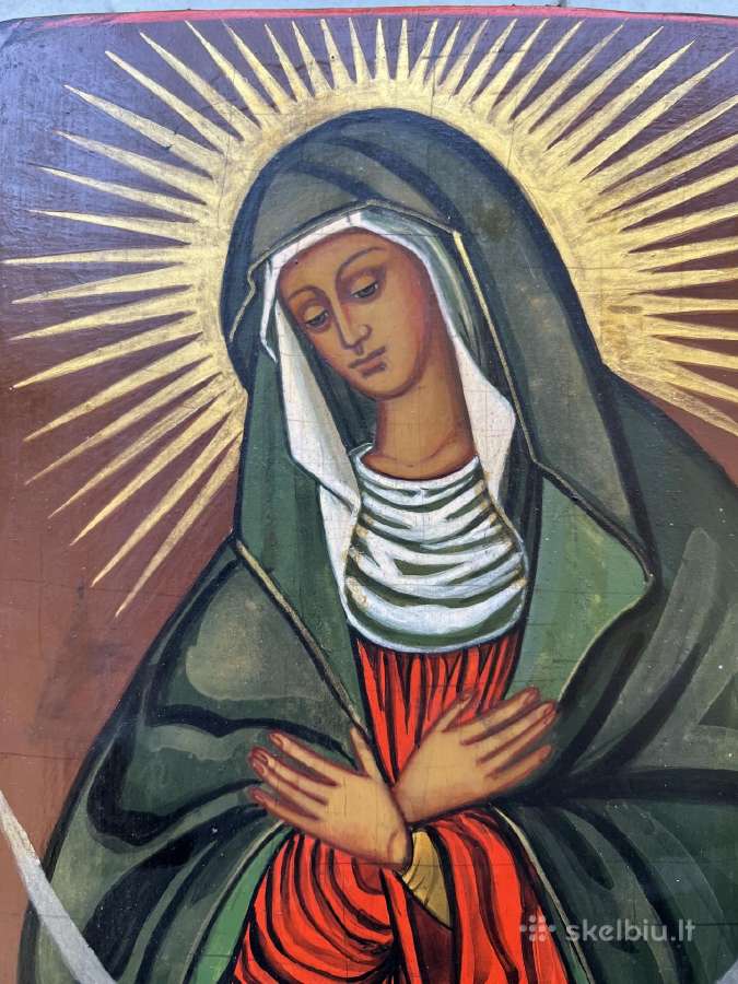Švč. Aušros Vartų Marija. Ikona tapyba ant medžio - nuotraukos Nr. 3