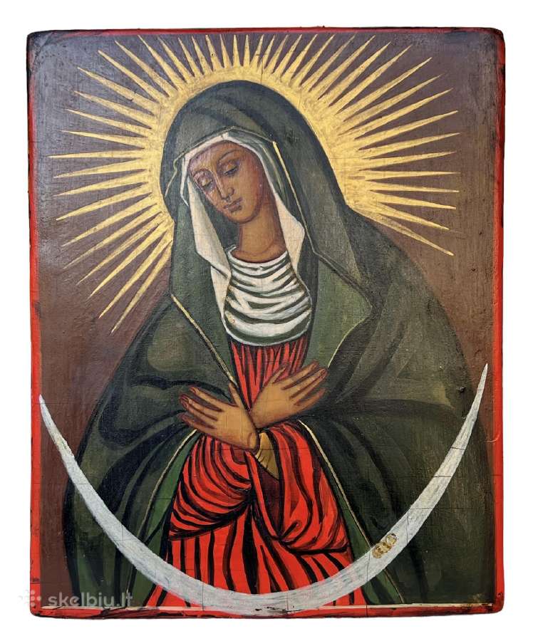 Švč. Aušros Vartų Marija. Ikona tapyba ant medžio - nuotraukos Nr. 4