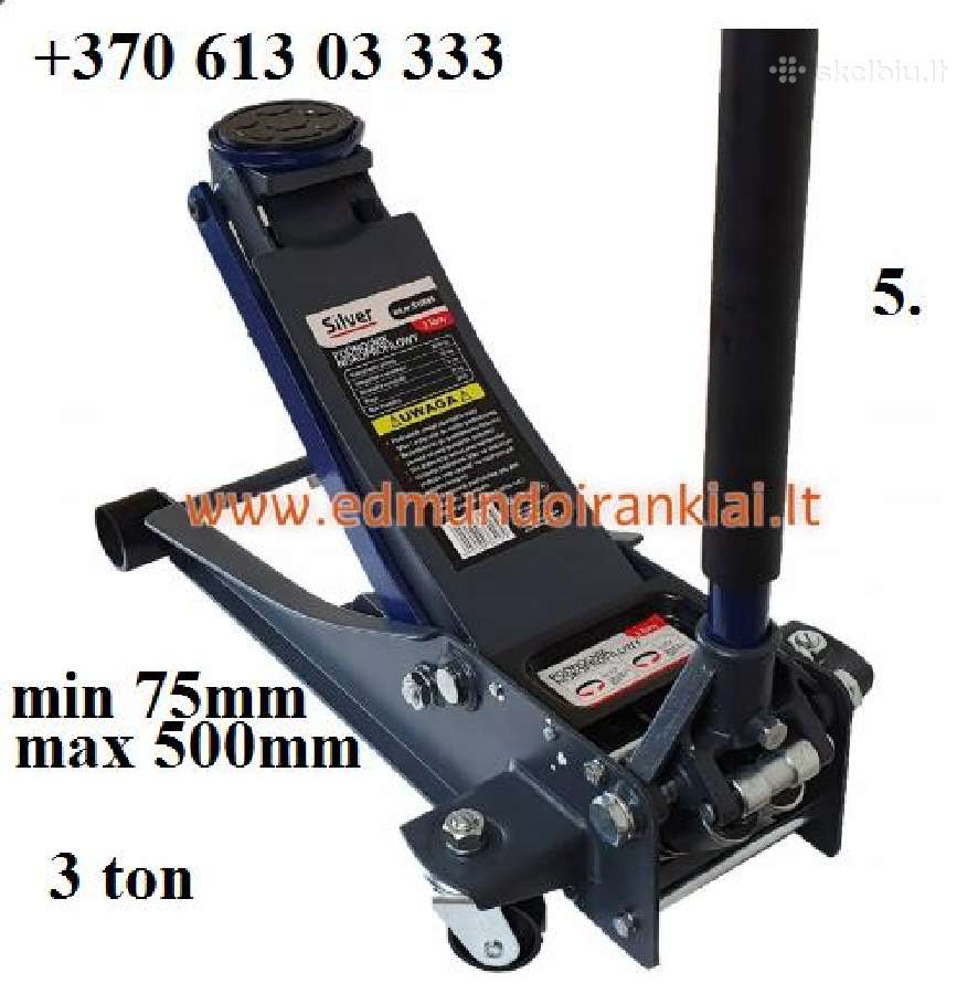 Domkratas hidraulinis su ratukais 2,5 ton, 3 ton - nuotraukos Nr. 5