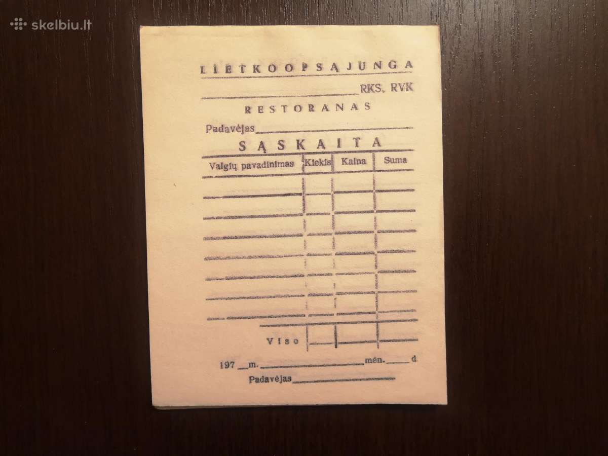 Restorano sąskaitos bloknotas 1970m. - nuotraukos Nr. 3