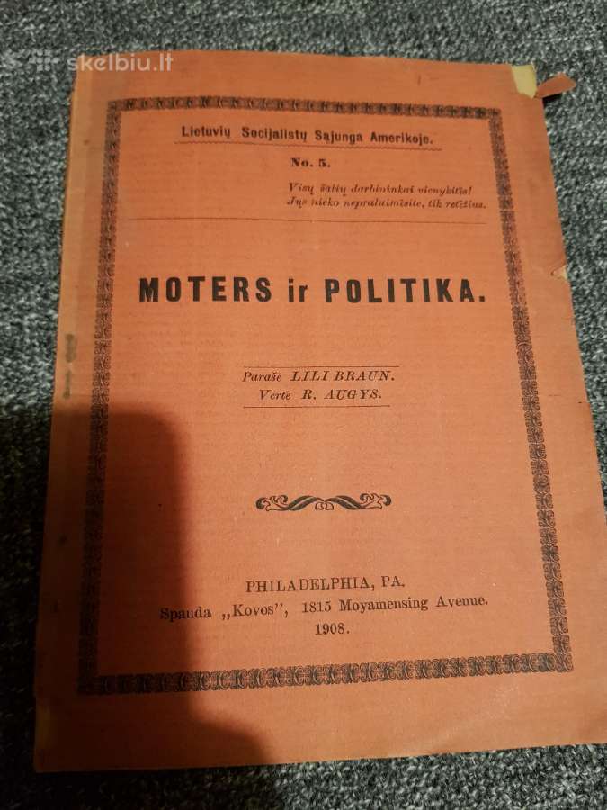 Antikvarinė Amerikos lietuvių leista knyga 1908