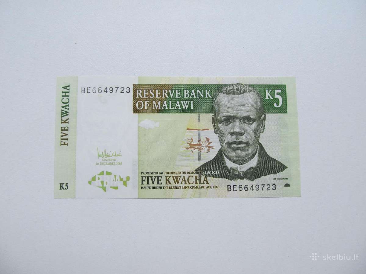 5 kwacha , Malavis , 1989 unc
