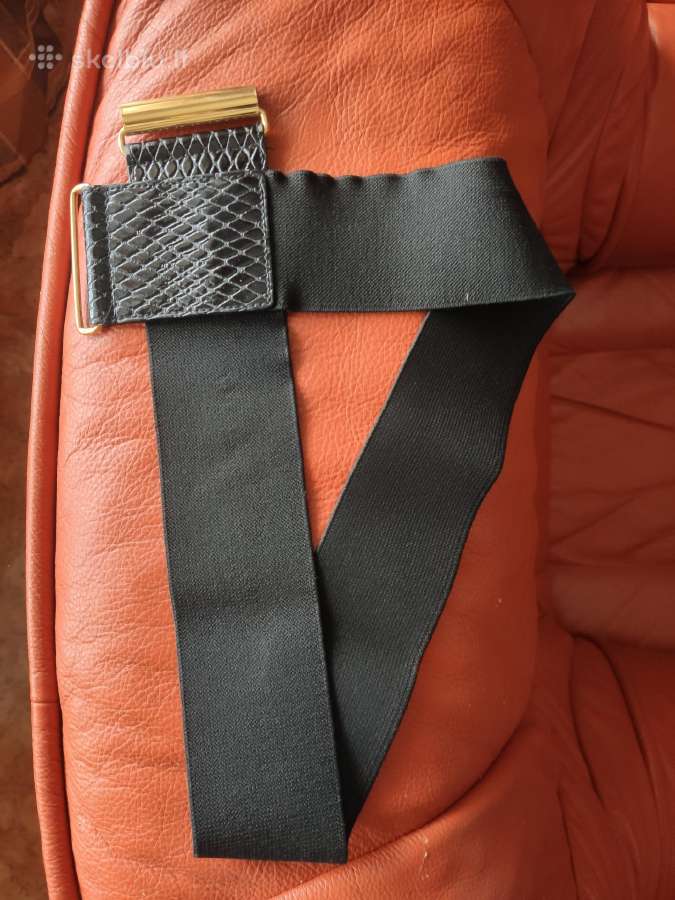 Juodas su geltonu guminis diržas 85 cm netempus - nuotraukos Nr. 2