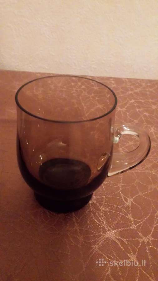 2 nedideli grazus puodukai kavai,rusvo stiklo - nuotraukos Nr. 3