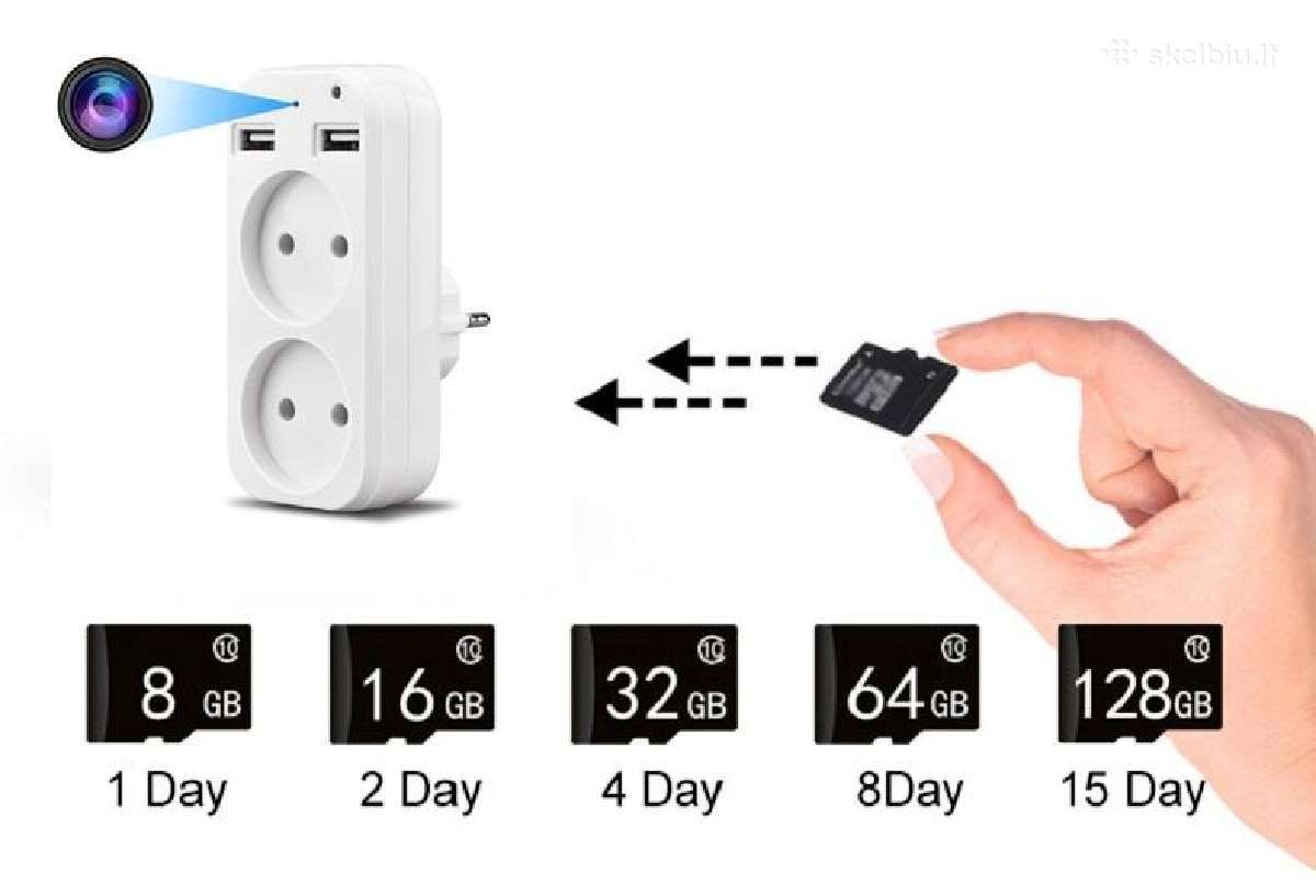 Rozetes šakotuvas su slapta kamera ir WiFi 4k - nuotraukos Nr. 5