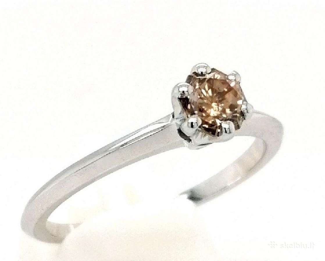 Auksinis žiedas 18k natūralus 0.50 ct deimantas - nuotraukos Nr. 3