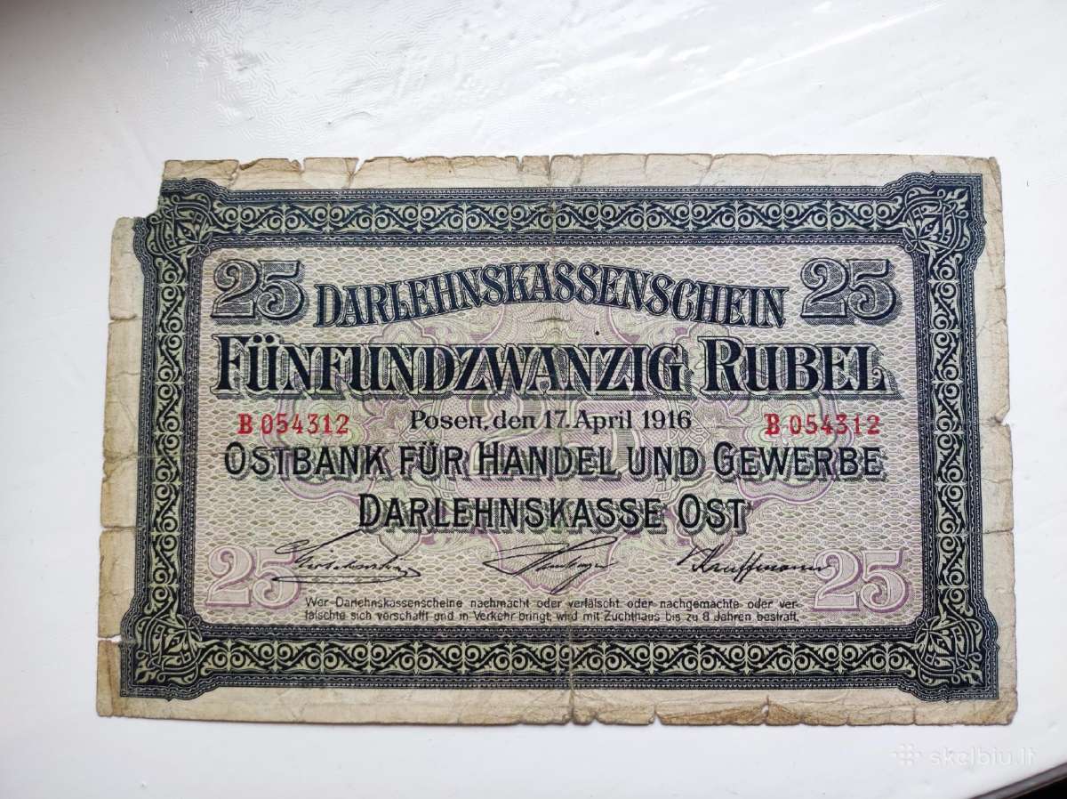 25 Ost-rublių (1916 metų - Lietuviškas).