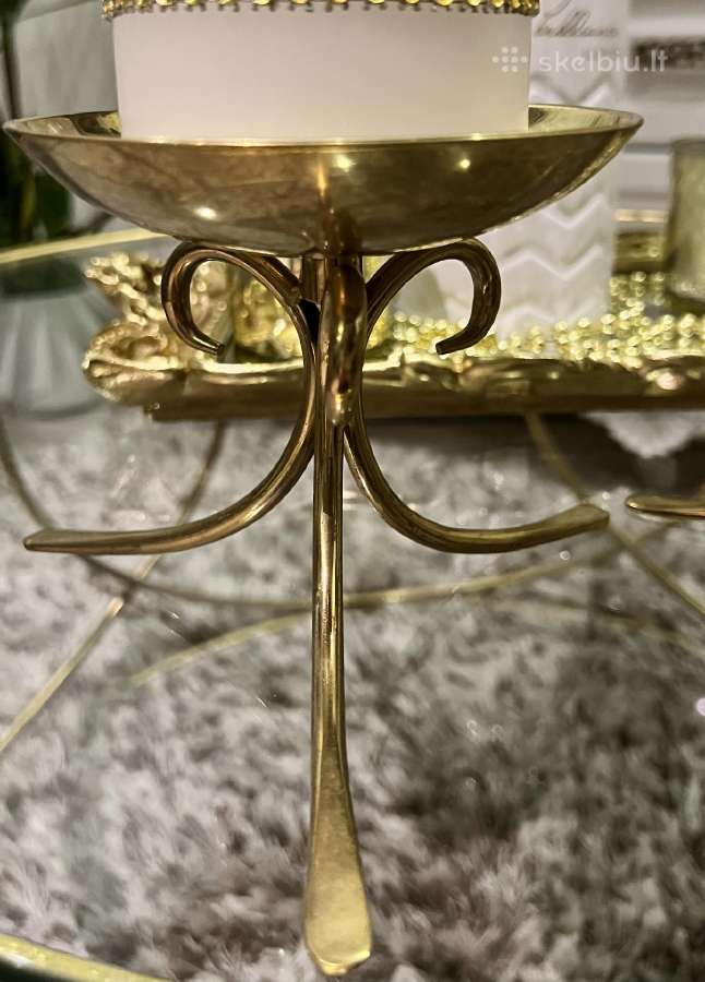 Žvakidės aukso spalvos metalinės. 7 eur 1 vnt. - nuotraukos Nr. 3
