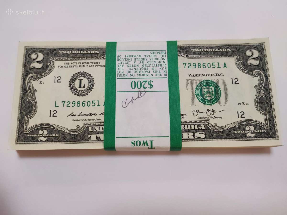Unc 2 doleriai iš bankinės pakuotės