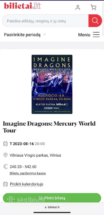 Imagine Dragons Bilietai - Skelbiu.lt