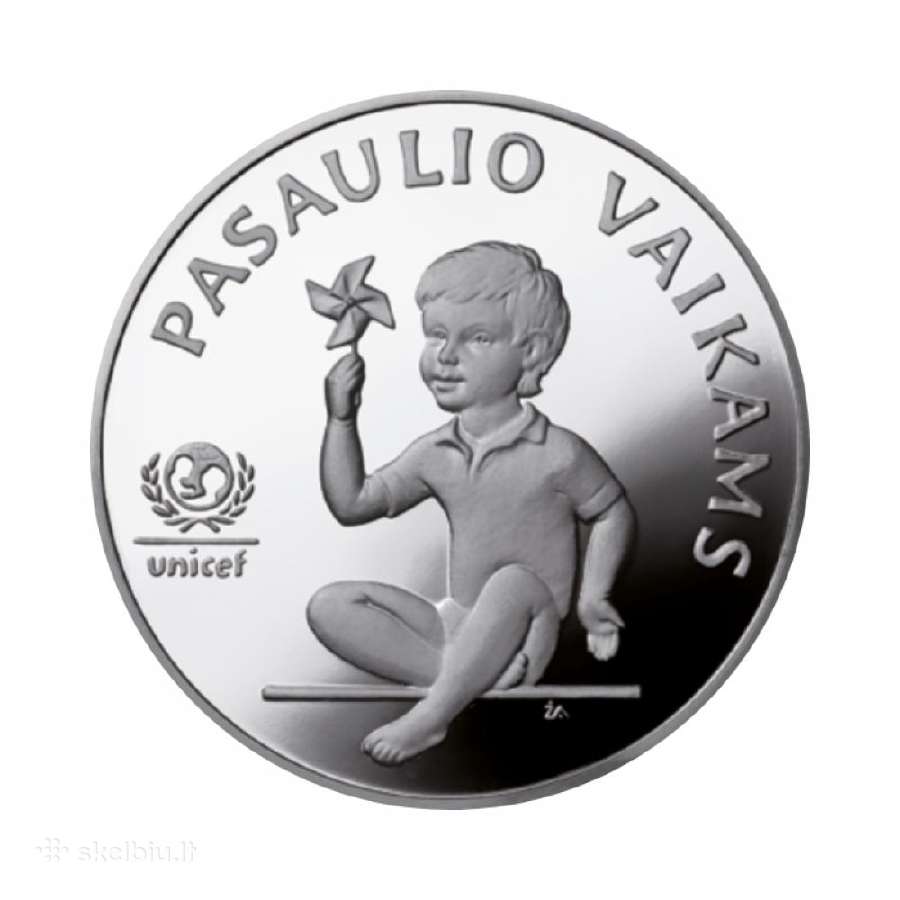 5 litai sidabrinė moneta Pasaulio vaikai , Proof
