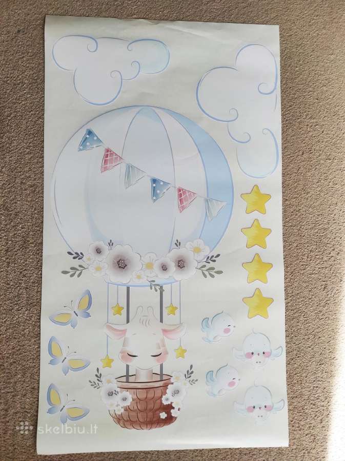 Vaikų kambario sienų lipdukai Žirafiukas 100x60cm