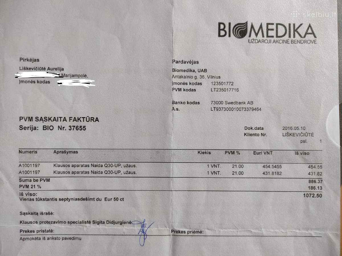 Klausos aparatai 2vnt.