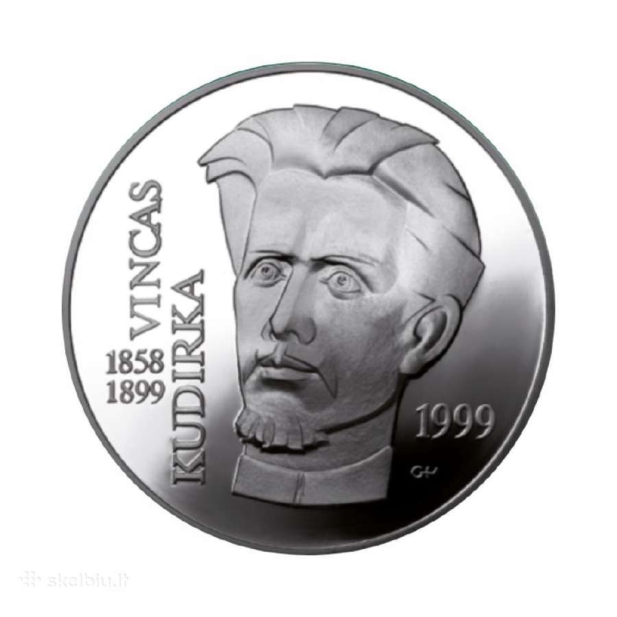 50 litų moneta Vincas Kudirka 1858–1899 m.
