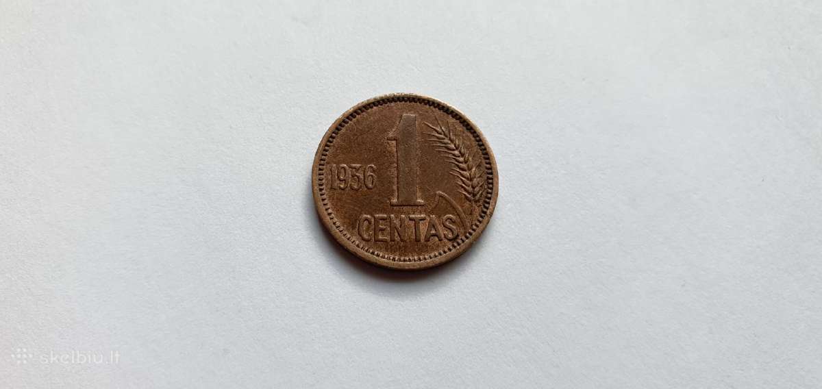 1936 1 centas , kolekcinis stovis aunc