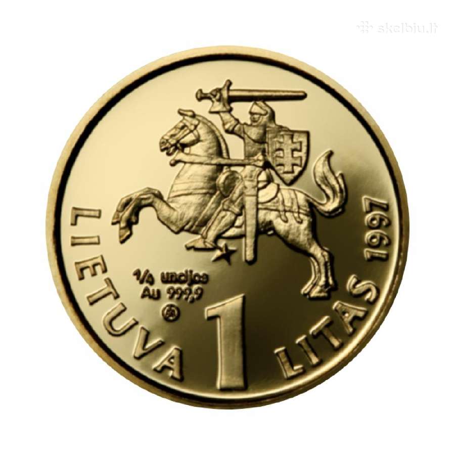 1 litas auksinė Lietuvos Banko ir Lito 75-metis - nuotraukos Nr. 2