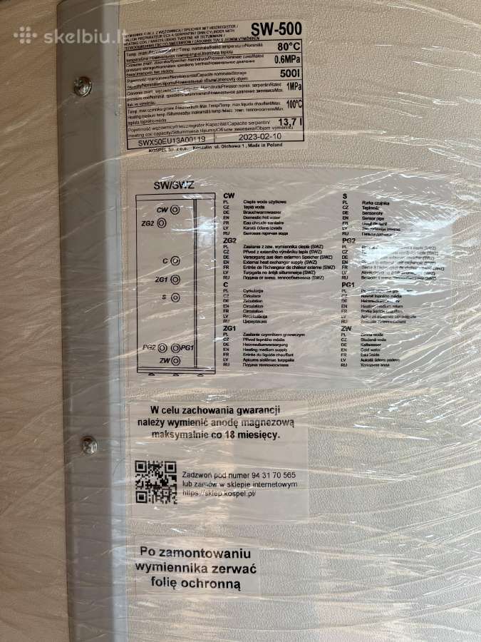 Naujas vandens šildymo katilas Kospel Sw - 500 - nuotraukos Nr. 5
