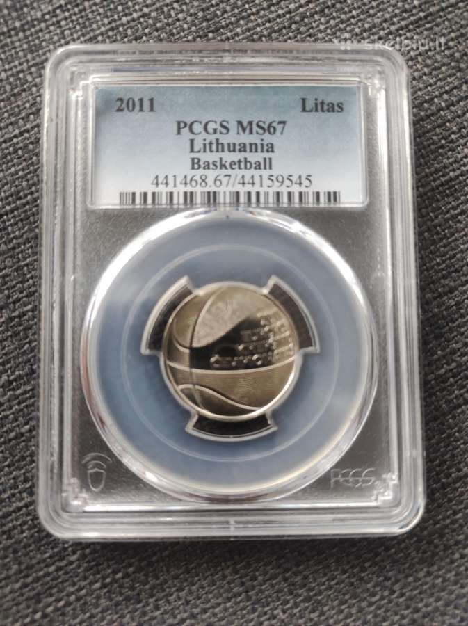 Sertifikuotas 1 litas ,Krepšiniui" Pcgs Ms67 - nuotraukos Nr. 2