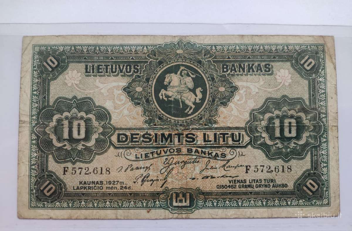 Gražūs 1927 m. 10 litų F serija